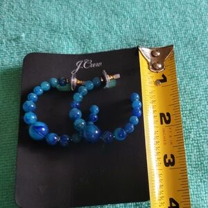 J. Crew Turquoise and Cobalt Beaded Hoop Earrings